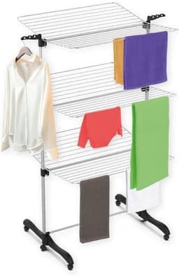 Droogrek Toren - Wasrek Vlier - Kleding Drogen - 36 Meter Drooglengte - 77x73x140 cm - Wit — thumbnail 1