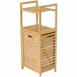 Bamboe Wasmand met Bovenrek en Uitneembare Waszak – 25L - 30 x 40 x 95 cm — thumbnail 1