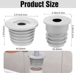Rioolafdichtingen - 2 stuks - Vloerafvoer - Siliconen - Wasmachine geurplug - 35-40 mm, 45-50 mm geurplug - Afvoerbuis afdichting - Rioolbuisafdichting - Voor thuis, keuken en badkamer — thumbnail 5
