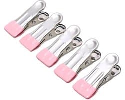 Roestvrijstalen Knijpers - Wasknijpers - Kleding Ophangen - Stevige Grip - 50 Stuks - Roze