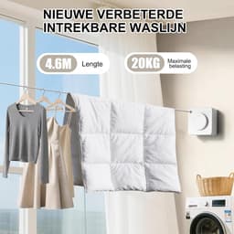 LIVEHITOP Clothesline Extendable, Wall Mounted Clothesline Retractable Non Sagging Stainless Steel 4.6m Adjustable - ShopVlot — thumbnail 4