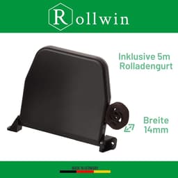 SnelShoppen - 5x Rollwin riemwinder met scharniersysteem bruin, 5m riem 14mm breed, muurbevestiging voor tuin, camping en huis — thumbnail 4