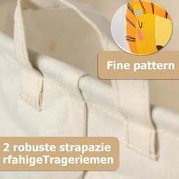 SnelShoppen - 60L Opvouwbare Wasmand voor Kinderen met Leeuwenmotief, Waterdichte Opbergmand, Katoen en Linnen, Speelgoedmand met Handvatten, 40cm Bre — thumbnail 2