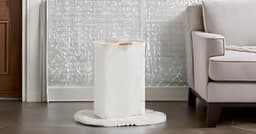 1 stuk - Wasmand - Katoen en linnen huishoudmand - Opvouwbare wasmand - Speelgoedmand - Handwasmand voor de badkamer - 40*30*60 cm - Houten handvat [Wit] — thumbnail 5
