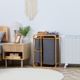 Bamboe wasmand-3 uitneembare manden-50 cm x 32 cm x 69-7 cm-naturelgrijs — thumbnail 3