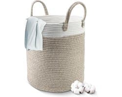 Ronde Wasmand 38L - Handgevlochten Katoen - Opvouwbaar - Met Handvatten - Voor Wasruimte, Woonkamer & Kinderkamer