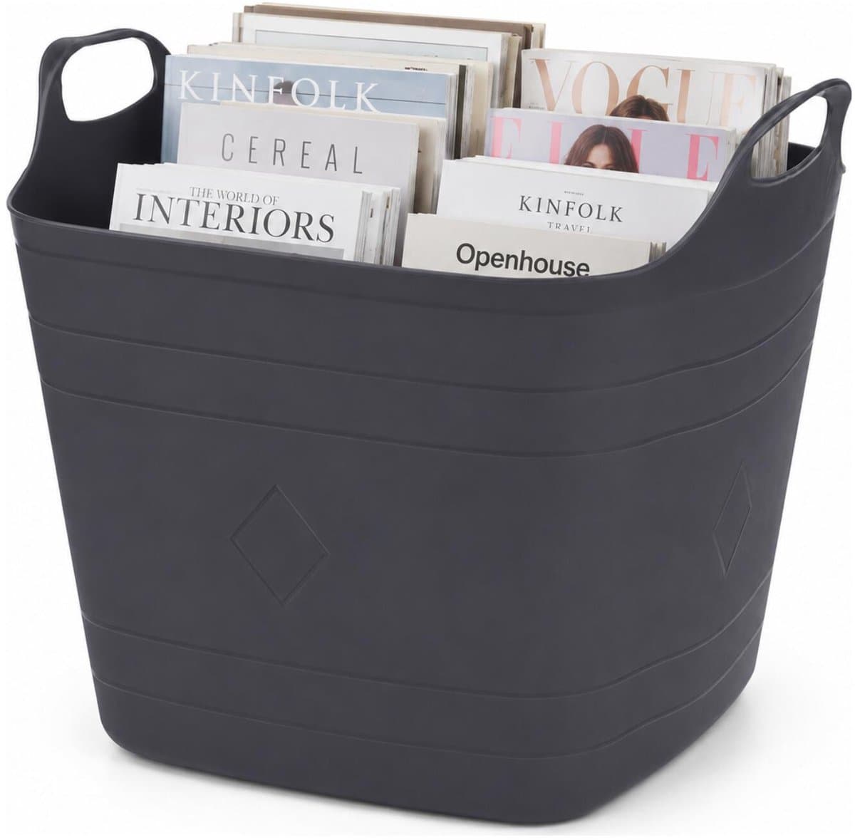 Excellent Houseware Flexibele emmer - zwart - 15 liter - kunststof - vierkant - 37 x 30 cm — afbeelding 1