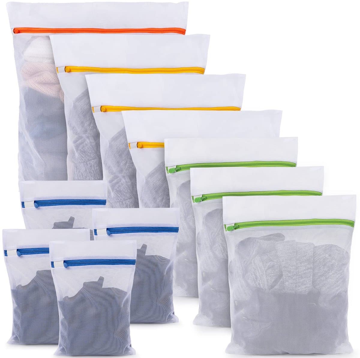 Waszak voor wasmachine 11 stuks, waszak met ritssluiting, waszak voor beha, reizen, schoenen, koffer, sokken — afbeelding 1