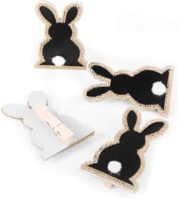 houten knijpers paashaas, 4 stuks: houten knijpers Pasen zwart wit, mini houten wasknijpers decoratie, knijpertjes voor knutselen, paasmand, cadeauverpakking, tafeldecoratie, 8 cm — thumbnail 1