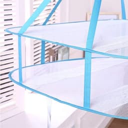Vouwbare Winddichte Mesh Mand - 3 Niveaus voor Het Drogen van Truien - Blauwe Textielnet — thumbnail 3