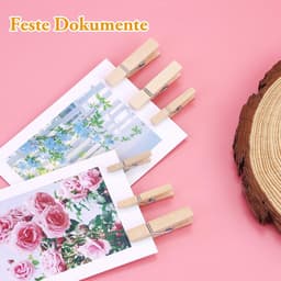 Mini Houten Knijpers - Decoratieve Clips - Foto's Ophangen - Natuurlijk Hout - 165 Stuks - Houtkleur — thumbnail 4