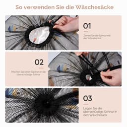 1 stuks waszak met trekkoord, 70 × 90 cm mesh waszakken voor delicate zware netto waszak voor wasmachine, Wasmachinenet, robuuste en duurzame nettas, Zwart — thumbnail 3