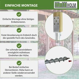 TRUTZHOLM Grondbus 10x10 cm om te Schroeven Set van 2 - U-Profiel Grondanker 86.5cm - Thermisch Verzinkt Paalhouder 100mm — thumbnail 2