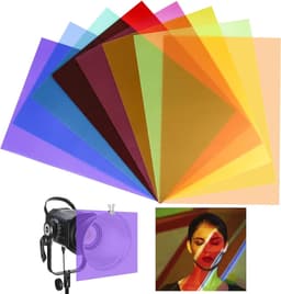 8 stuks folie hittebestendig voor lampen, 8 kleuren kleurfolies gel, A4 transparante kleurfolie voor ledlampen, kleurfilterfolie voor fotolamp, koplamp, fotostudio stroboscoop (21 x 29,7 cm) — thumbnail 1