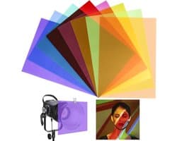 8 stuks folie hittebestendig voor lampen, 8 kleuren kleurfolies gel, A4 transparante kleurfolie voor ledlampen, kleurfilterfolie voor fotolamp, koplamp, fotostudio stroboscoop (21 x 29,7 cm)