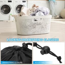 Polyester waszak, 2 stuks 12 x 9 inch zware reistas met trekkoord, scheurbestendig, opslag voor vuile kleding voor reizen, camping, college slaapzaal, zwart — thumbnail 3