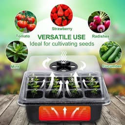 Propagator Tray, 3 Set Kiemlade met Vochtigheid Verstelbare Kas Plant Starter Grower Kwekerij Box voor Zaad Beginnen en Groeien (12 Cellen per Dienblad) — thumbnail 4