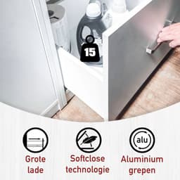 Interlink Lifestyle Studio Flow wasmachinekast met uittrekbaar werkblad - Wit - 67 x 68 x 164 cm — thumbnail 4
