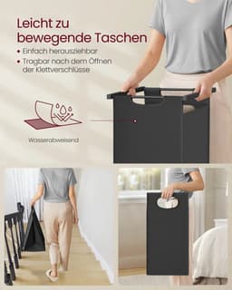 Golaro Wasmand - Wassorteerder - Wasmand met deksel - Wassorteerder 2 vakken - Wasmand met rek - Met 3 planken — thumbnail 2