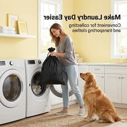 Grote Zwarte Waszak van Stevig Nylon met Trekkoord Sluiting voor Wasgoed, Herbruikbaar en Veelzijdig Gebruik, Ideaal voor Thuis en Reizen — thumbnail 5