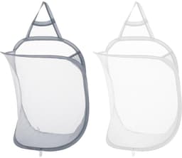 Hangende wasmand - multifunctioneel - set van 2 - grijs en wit - polyester — thumbnail 1