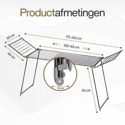 Dailygoods- Droogrek uittrekbaar - Inklapbaar - 25 m drooglengte - Stabiel wasrek van koolstofstaal - Ruimtebesparend - Belastbaar tot 30 kg — thumbnail 5