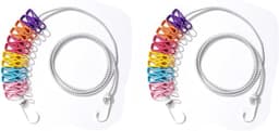 Reis Waslijn - Draagbare Lijn - Kleding Drogen - Met Haken - 2 Sets - Willekeurige Kleuren — thumbnail 1