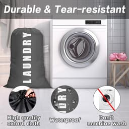 Dailygoods- Waszak Waterproof - Waszak met Touwsluiting - Waszak 2 Stuks - Opvouwbare Waszak - Oxford Stof - 24 x 36 Inch - Wasmand — thumbnail 4