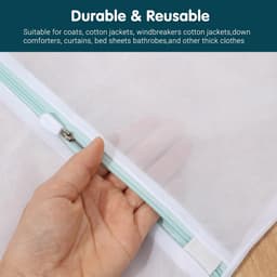 Dailygoods- Waszak Groot 60 x 80 cm - Waszakken voor Wasgoed - Wasnetten met Ritssluiting - Witte Waszakken - Set van 2 Stuks - Polyester Materiaal - Wasnet — thumbnail 3