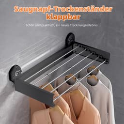 Dailygoods- Droogrek met zuignap - Inklapbaar - Wandmontage - Ruimtebesparend - Kledingrek - Duurzame constructie 50 x 25 cm - Wasrek — thumbnail 5