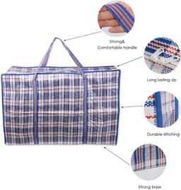 Waszakken Verplaatsen Opbergtas Jumbo Opbergzakken met Ritssluiting Verplaatsen en Kledingopslag, Kleding Opbergzakken (Blauw, 70cm*50cm*25cm) — thumbnail 5