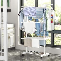 Droogtoren - Wasrek Staand - Kleding Drogen - 4 Verdiepingen - 171 cm - Wit — thumbnail 3