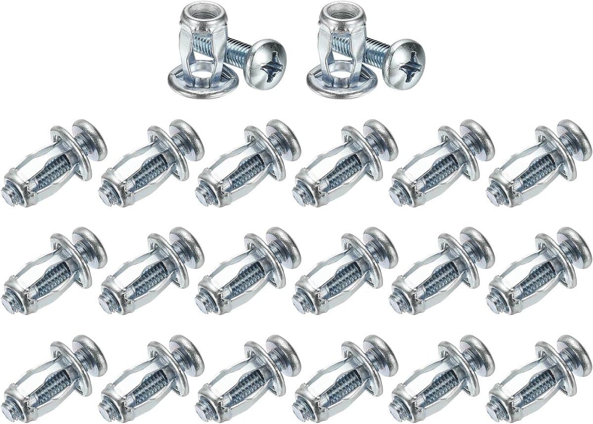 METERXITY 20-pack M6 x 20 holle deurankerset, bloemblaadjesmoeren uitbreidingsschroef krikmoer voor holle wand/aluminium bekleding/stalen buizen/ijzeren platen/kunststof panelen [zilverkleur] — afbeelding 1