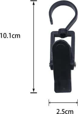 20 stuks hoedklemmen met kleerhangerhaken, draaibare haak, voor het ophangen van hoed, kleding, sjaal, sokken, handdoek (zwart) — thumbnail 3