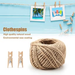 250 Pcs Wooden Clothespins, Mini Pince A Linge Bois Mini Clothes Pins Clip Peg With 1 Roll 50 Meter Jute Twine — thumbnail 4