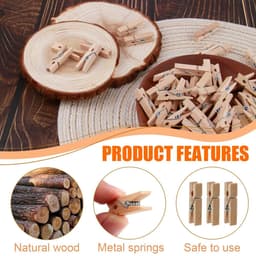 Dailygoods- Mini Wasknijpers 80 Stuks - Duurzaam Hout - Knutselwerk - Fotohouder - Decoraties - Milieuvriendelijk - Klemmen — thumbnail 3