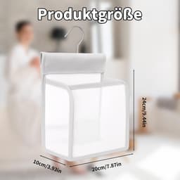 Wasknijperzak Ophangen - Opbergzak Knijpers - Wasknijpers Bewaren - Met Hanger Haak - 20 x 10 x 24 cm - Wit — thumbnail 5