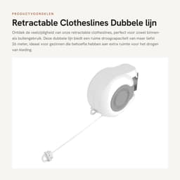 Dailygoods- Waslijn Uittrekbaar - Wanddroogrek - Dubbele Lijn - 2 Meter Lang - 26 Meter Droogruimte - Compact en Duurzaam - Wasdroger — thumbnail 1