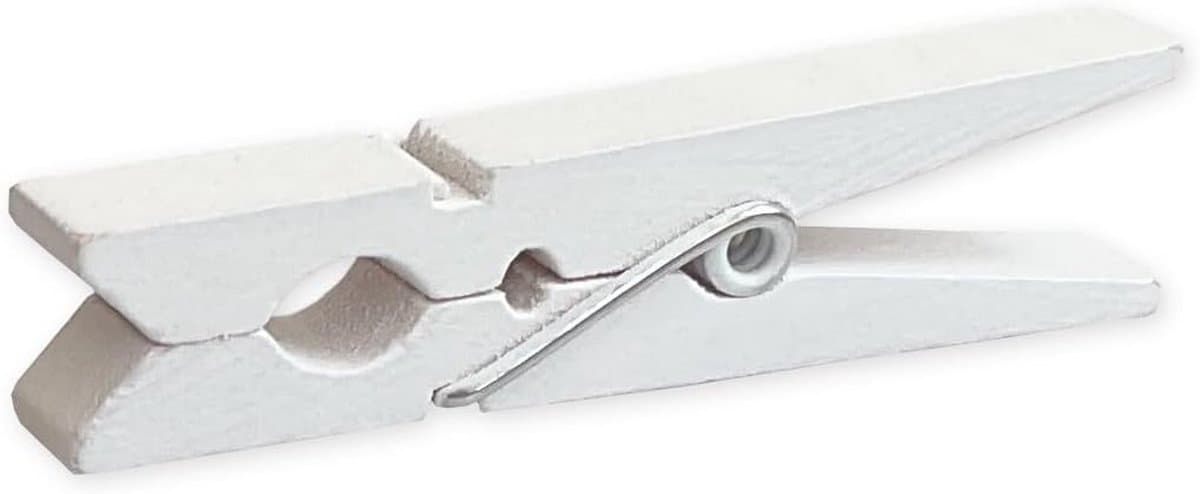 Houten Knijpers - Kleine Decoratie Klemmen - Knutselen en Decoreren - Niet voor Wasgoed - 50 Stuks - Wit — afbeelding 1