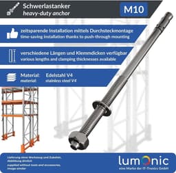 Zwaar Anker - Wiganker Betonanker - Stevig Bevestigen - Roestvrij Staal V4A - M10x210mm — thumbnail 5