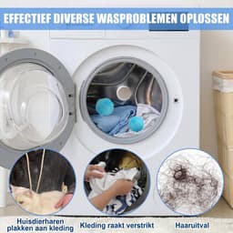TEKROA® Wasbollen - Herbruikbare wasballen - 12 Stuks- 5 cm diameter - Verwijdert haar en vlekken - Wasmachine / Wasgoed Huisdierhaarvanger - Wasdrogerballen - Verwijdert katten- en hondenhaar uit kleding - Blauw — thumbnail 5