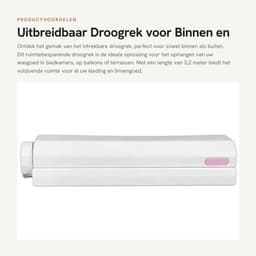 Dailygoods- Droogrek Ruimtebesparend - Intrekbare Waslijn - Uitschuifbaar tot 3,2 m - 4/5 Draad - Voor Binnen/Buiten - Max. 8 kg belastbaar — thumbnail 3