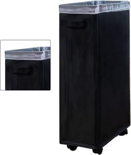 Wasmand Op Wielen - Opvouwbare Organizer - Kleding Sorteren - Compact Ontwerp - 58 cm Hoog - Zwart — thumbnail 1