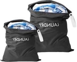 Set van 2 Waterdichte Reiswaszakken met Rits en Trekkoord, Vouwbaar, Ideaal voor Vuile Was, Sportkleding en Kamperen