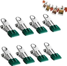 Wasknijpers Zwaar Gebruik - Kledingklemmen Hangers - Kleding Drogen - Roestvrij Staal - 8 stuks - Groen — thumbnail 1