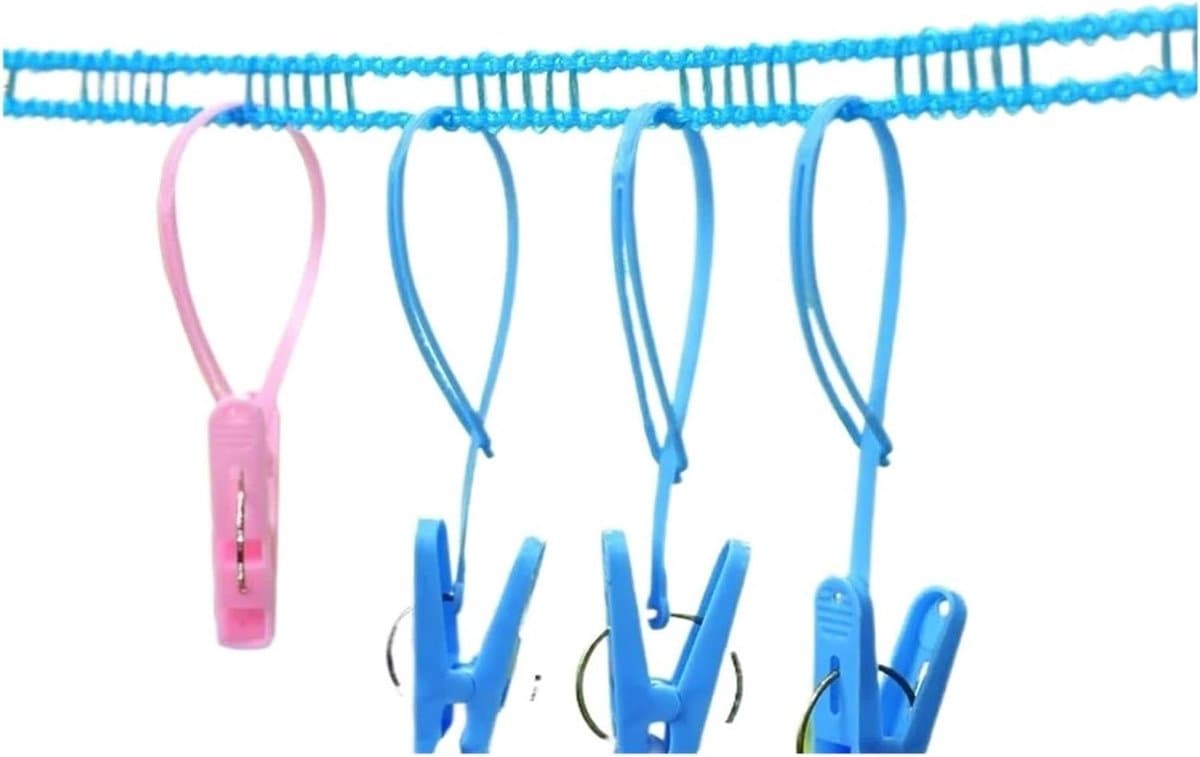 Waslijn Outdoor - Reis Waslijn - Kleding Drogen - Winddicht Ontwerp - 5 Meter - Roze — afbeelding 1