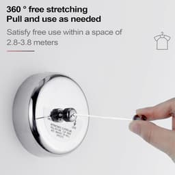 Intrekbare Waslijn - Uittrekbare Drooglijn - Kleding Drogen - Boorvrije Montage - 28 Meter - Zilver — thumbnail 4