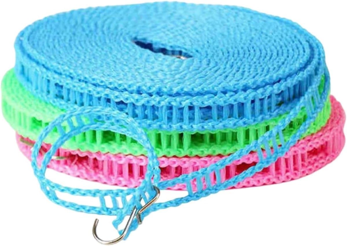 Kledinglijn met Haken - Waslijn Drooglijn - Kleding Drogen - Windproof Ontwerp - 10 Meter - Grijs — afbeelding 1