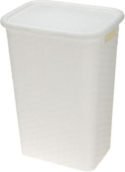 Benson Wasmand - rotan - met deksel - wit - 60 liter - 33 x 44 x 60 cm - kunststof — thumbnail 1