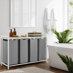 REN® Wasmand 4 Vakken - Wasmand - Wassorteerder - Crème - 73cm x 111cm x 36cm — thumbnail 3